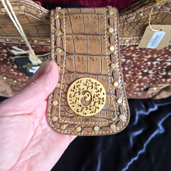 House of Deréon Brown Croc Embossed Tapestry Satchel Handbag - Picture 4 of 13